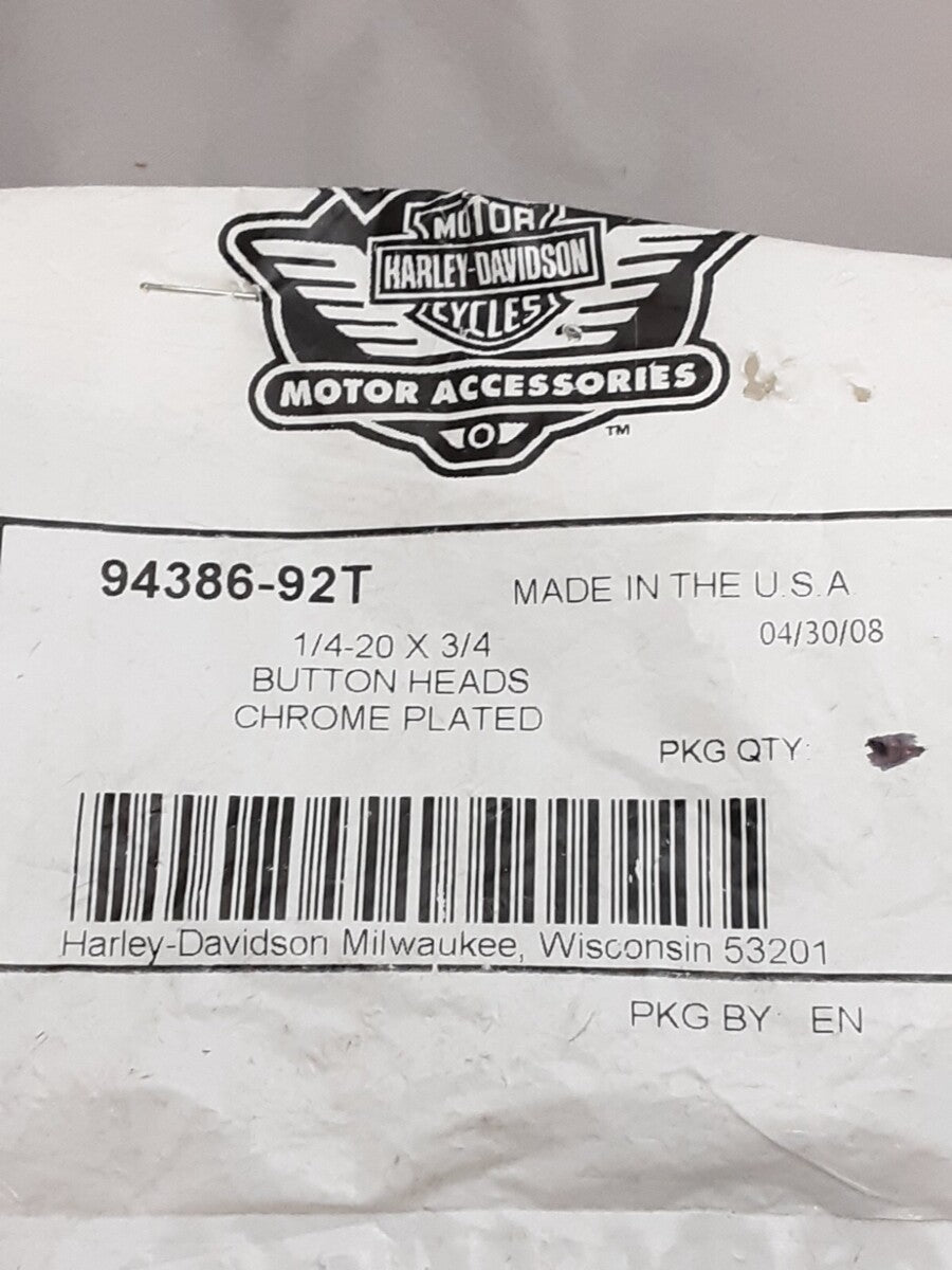 NEW GENUINE HARLEY DAVIDSON 94386-92T QTY5 1/4-20 X 3/4 Button Cap Torx Screw