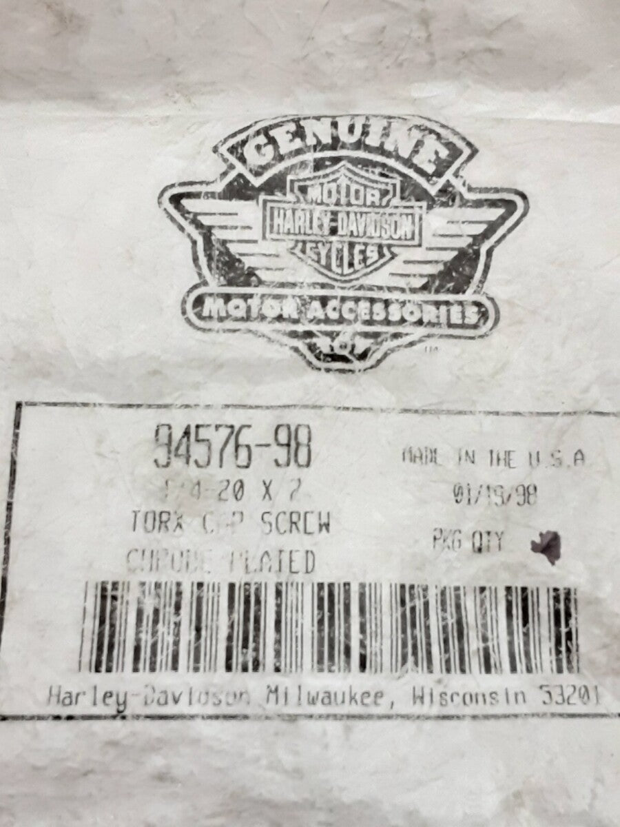 NEW GENUINE HARLEY DAVIDSON 94576-98 1/4-20X2 Torx Cap Screw