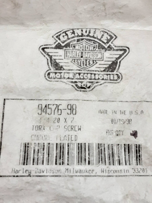 NEW GENUINE HARLEY DAVIDSON 94576-98 1/4-20X2 Torx Cap Screw