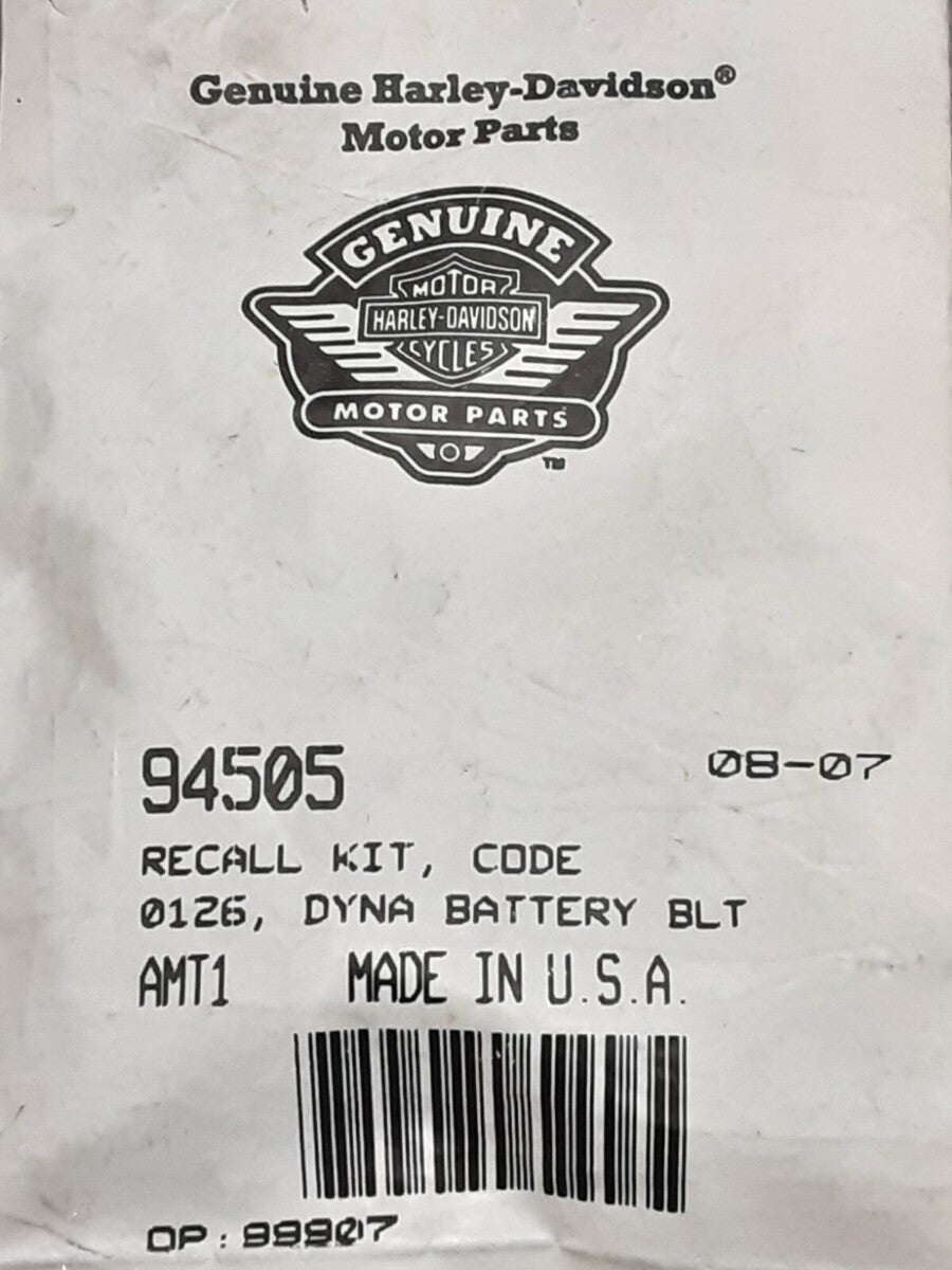NEW GENUINE HARLEY DAVIDSON 94505 RECALL KIT CODE 0126 DYNA BATTERY BOLT