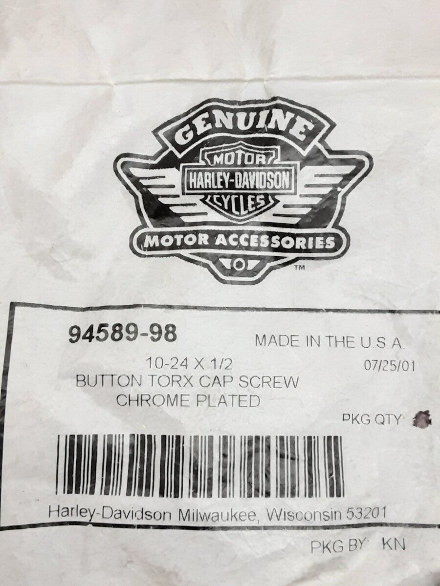 NEW GENUINE HARLEY DAVIDSON 94589-98 QTY2 10-24 x 1/2 Torx button head screw