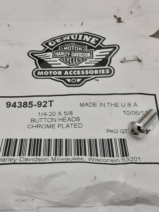 NEW GENUINE HARLEY DAVIDSON 94385-92T 1/4-20X5/8 TORX BUTTON HEAD SCREW