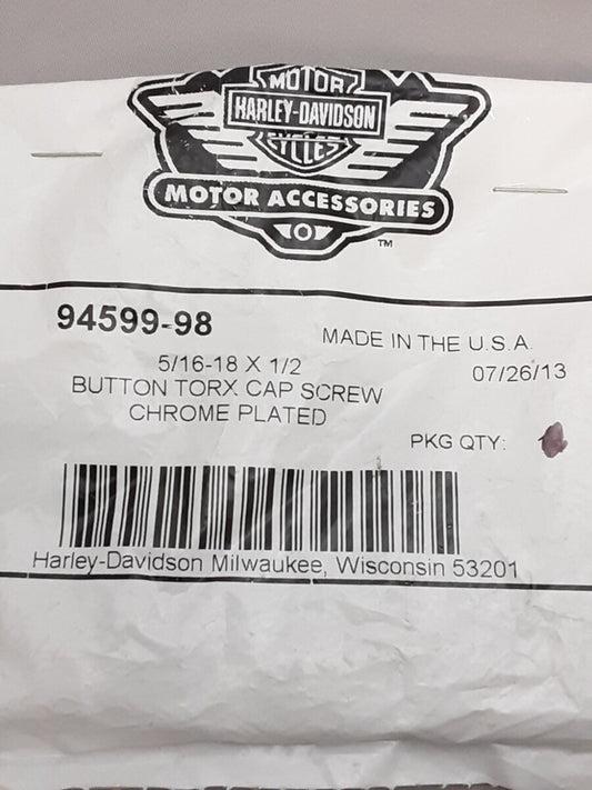 NEW GENUINE HARLEY DAVIDSON 94599-98 QTY8 5/16-18X1 1/2 TORX BUTTON HEAD SCREW