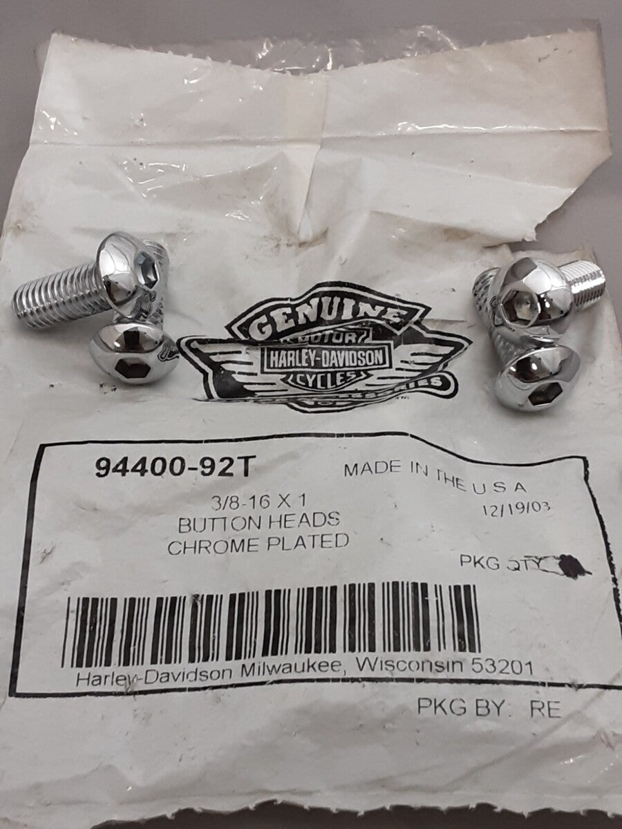 QTY 4 NEW GENUINE HARLEY DAVIDSON 94400-92T 3/8-16X1 TORX BUTTON HEAD SCREW