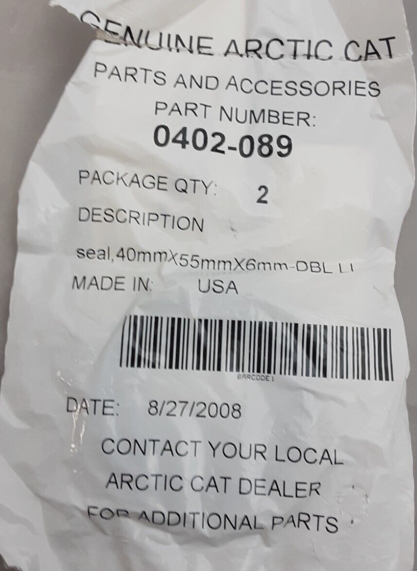 NEW GENUINE ARCTIC CAT 0402-089 SEAL, 40MMX55MMX6MM-DBL LIP Wildcat 1000 GT 2012