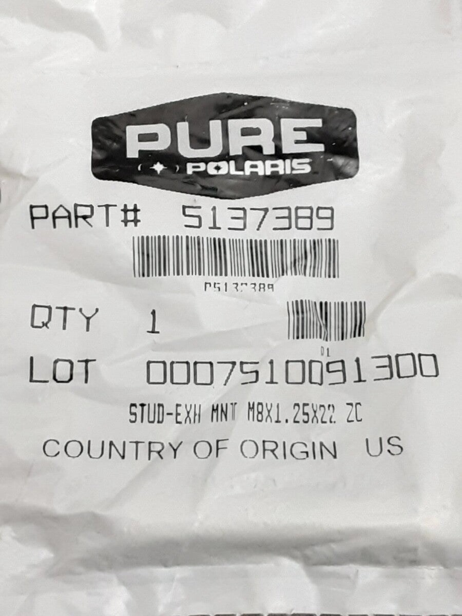 NEW GENUINE VICTORY 5137389 STUD-EXH MNT M8X1.25X22 ZC HAMMER VISION JUDGE 14-11