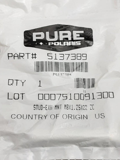 NEW GENUINE VICTORY 5137389 STUD-EXH MNT M8X1.25X22 ZC HAMMER VISION JUDGE 14-11