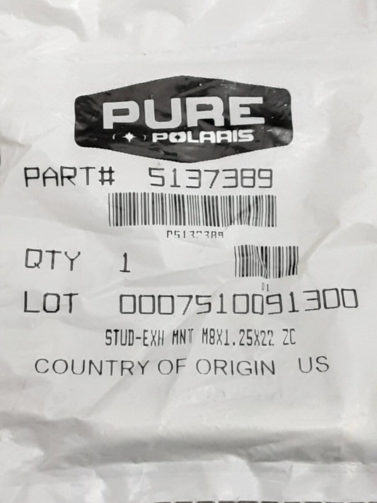 NEW GENUINE VICTORY 5137389 STUD-EXH MNT M8X1.25X22 ZC HAMMER VISION JUDGE 14-11