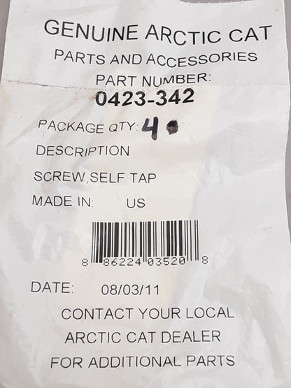 NEW GENUINE ARCTIC CAT 0423-342 QTY4 Screw, Self-Tapping PROWLER 2017