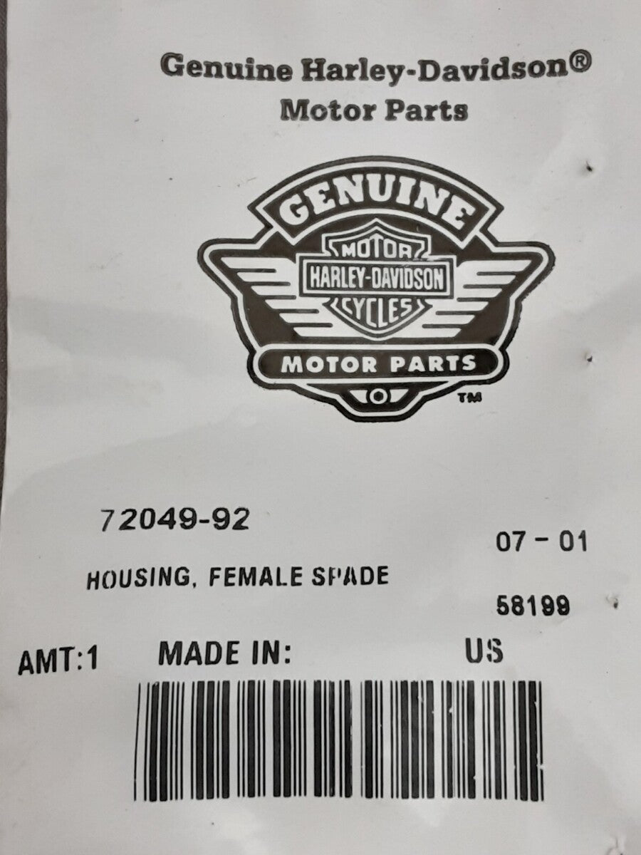 NEW GENUINE HARLEY DAVIDSON 72049-92 HOUSING, FEMALE SPADE