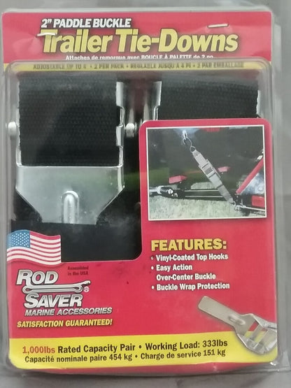 NEW ROD SAVER 2PB4 PADDLE BUCKLE TRAILER TIE-DOWNS 2"X4' 1000LBS