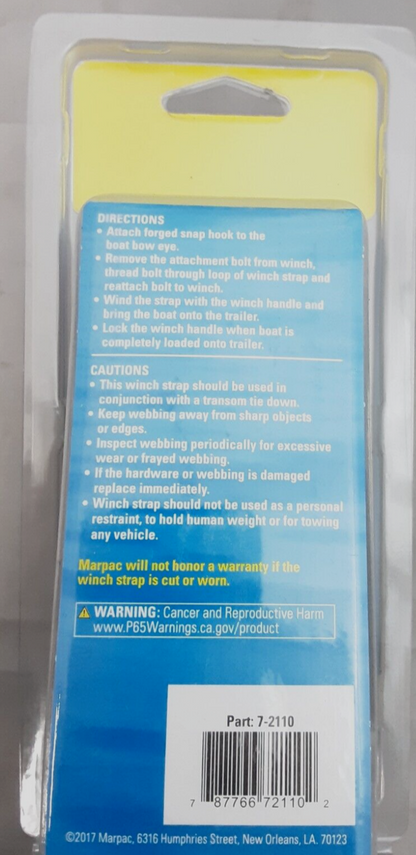 NEW TOUGH GUY 7-2110 WINCH STRAP WITH LOOP END 2"X20" 2000LBS