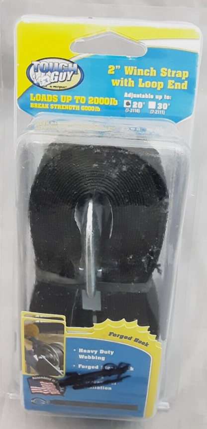 NEW TOUGH GUY 7-2110 WINCH STRAP WITH LOOP END 2"X20" 2000LBS