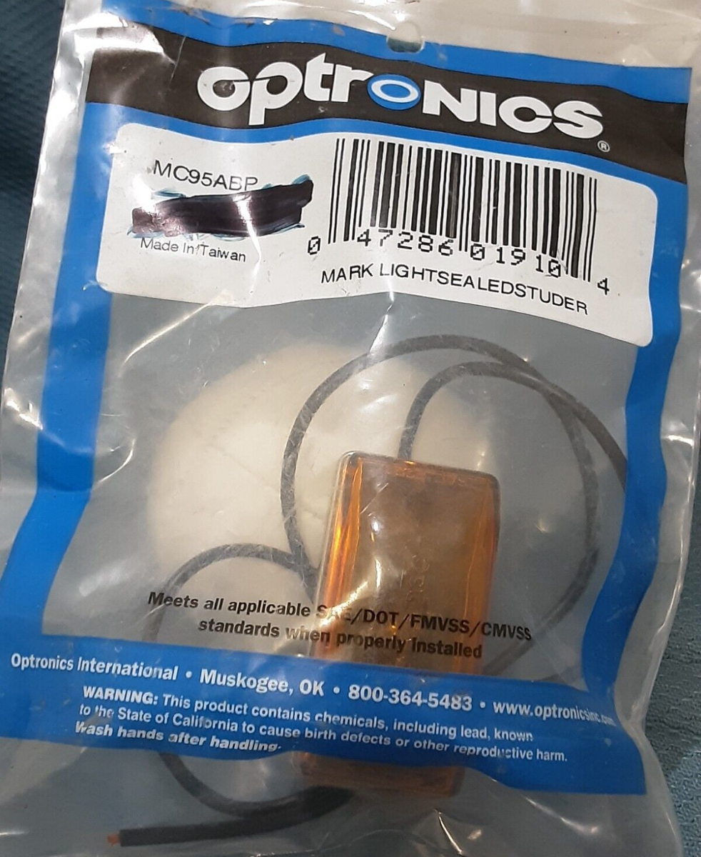 NEW OPTRONICS MC95ABP Sealed Marker/clearance Light Amber Lens Stud 2-1/16"X 1