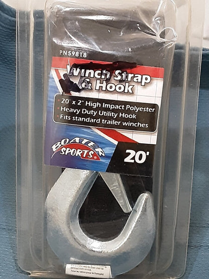 NEW BOATER SPORTS 59818 WINCH STRAP & STRAP 20'X2"