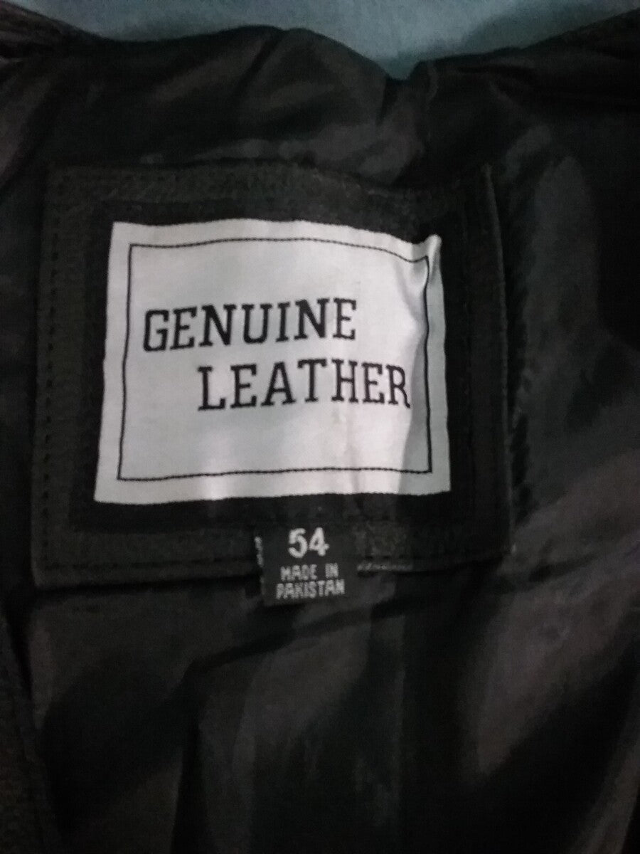 NEW GENUINE LEATHER MENS SZ 54 XXL Black Snap Front Motorcycle Vest