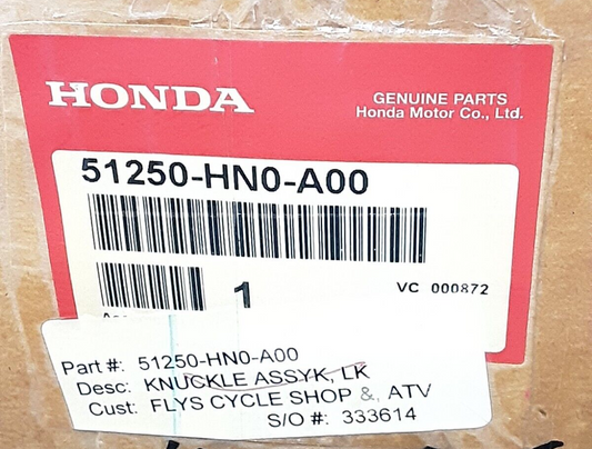NEW GENUINE HONDA 51250-HN0-A00 KNUCKLE ASSY, L. FOURTRAX FOREMAN TRX450 98-01