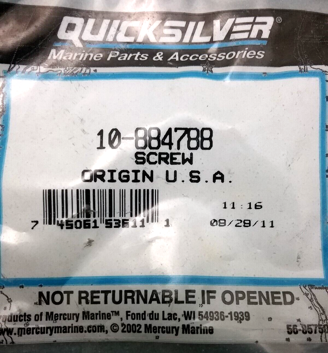 NEW QUICKSILVER 10-884788 QTY3 SCREW Mercruiser