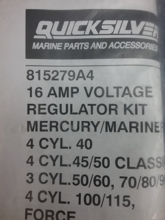 NEW QUICKSILVER 815279A4 16AMP VOLTAGE REGULATOR MERCURY, MARINER, FORCEJET