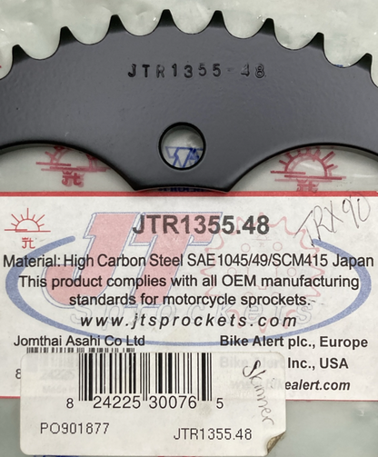 NEW JT JTR1355.48 Rear Wheel 48T BLACK Sprocket Honda 41201-HC3-505 TRX125 87-88