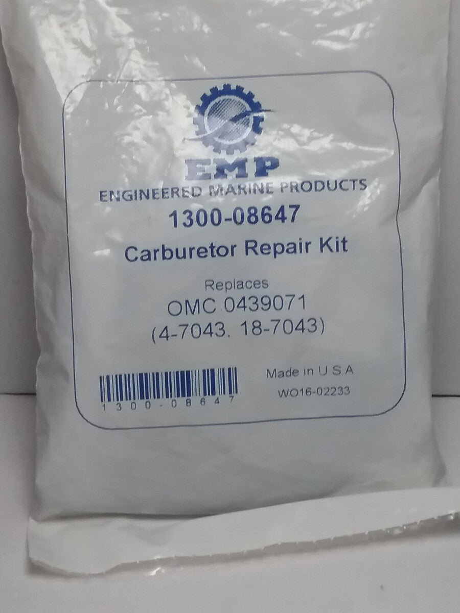NEW EMP 1300-08647 CARBURETOR KIT JOHNSON EVINRUDE OUTBOARDS