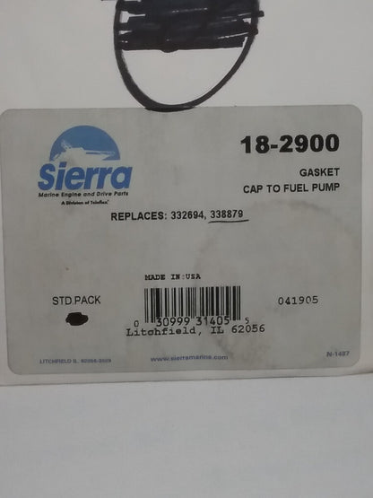NEW SIERRA 18-2900 GASKET CAP TO FUEL PUMP JOHNSON EVINRUDE 9.9-200HP