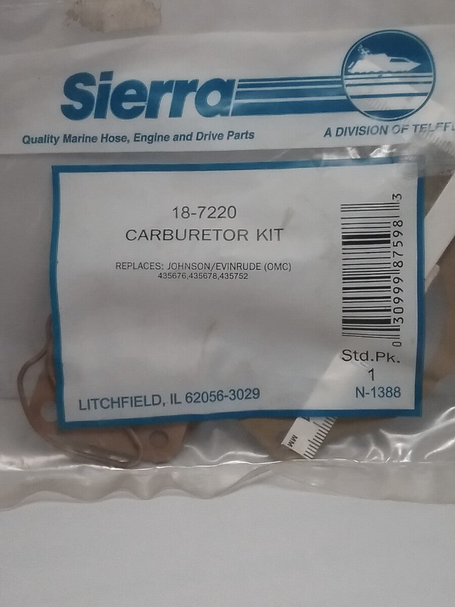 NEW SIERRA 18-7220 CARBURETOR KIT JOHNSON EVINRUDE 130 200 225 250HP