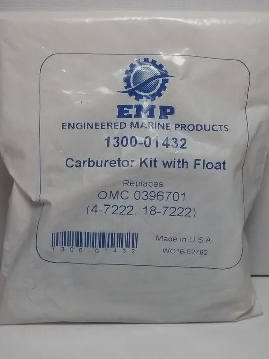 NEW EMP 1300-01432 CARBURETOR KIT JOHNSON EVINRUDE 2-CYL 18-55 HP 3-CYL 60-75HP