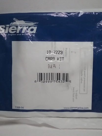 NEW SIERRA 18-7223 CARBURETOR KIT JOHNSON EVINRUDE 4 9.9 15HP