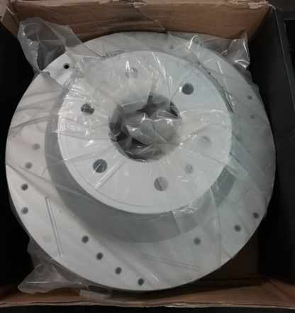 NEW TRQ BRA74698 Performance Disc Brake Rotor Drilled & Slotted Front G-Coated