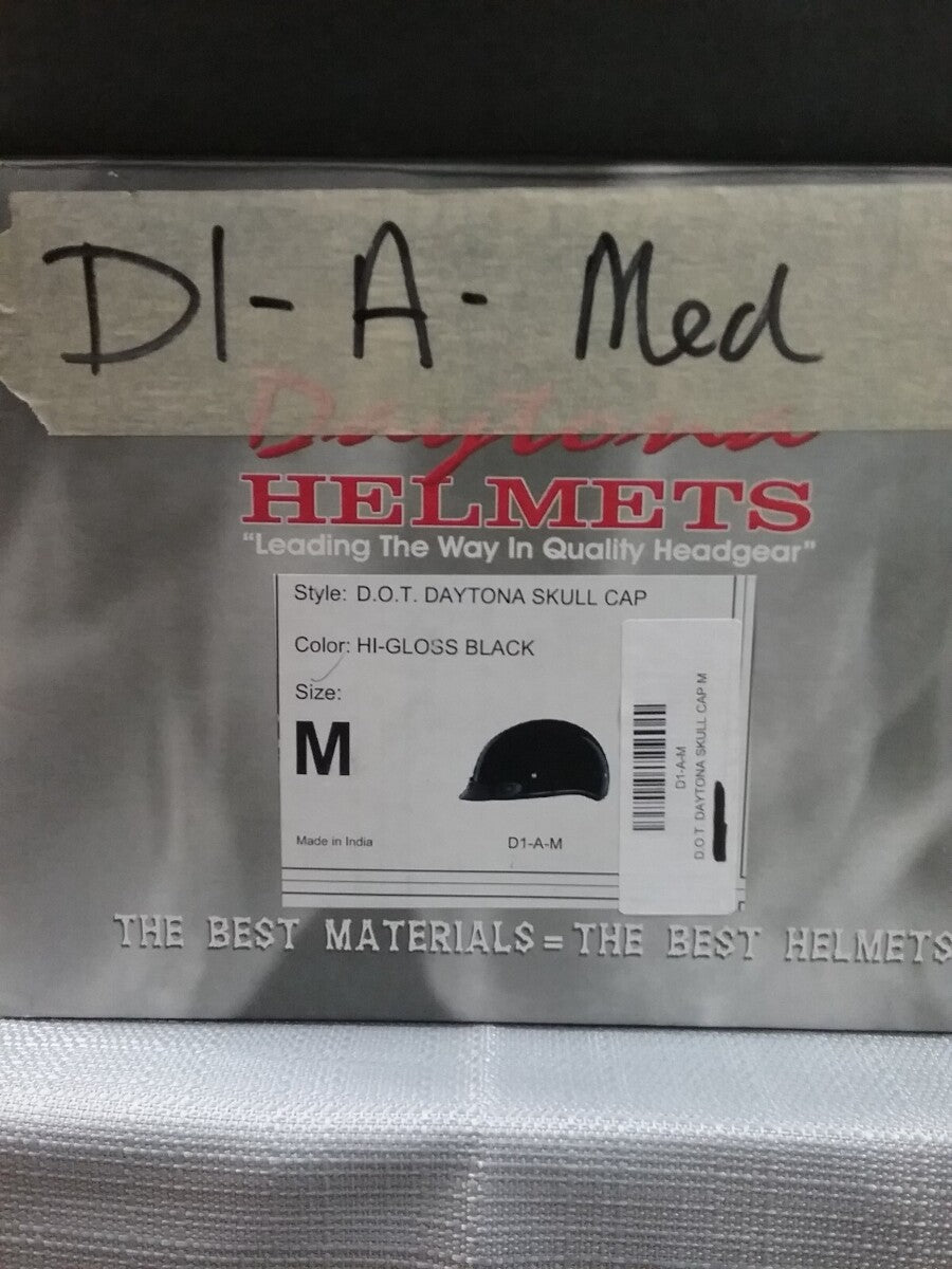 NEW DAYTONA HELMETS D1-A-M 1/2 SHELL HELMET HI-GLOSS BLACK D.O.T. APPROVED