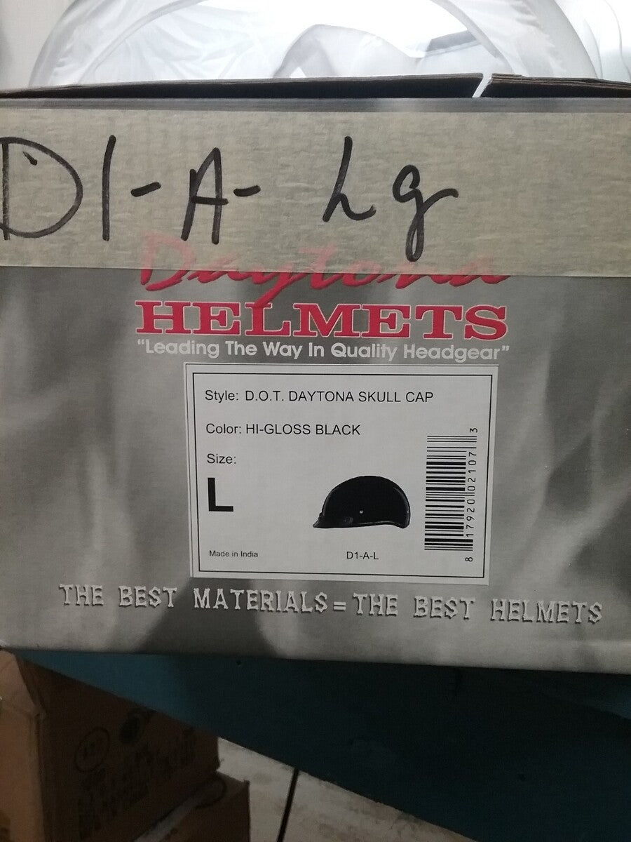 NEW DAYTONA HELMETS D1-A-L 1/2 SHELL HELMET HI-GLOSS BLACK D.O.T. APPROVED