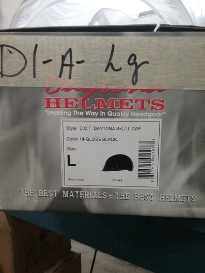 NEW DAYTONA HELMETS D1-A-L 1/2 SHELL HELMET HI-GLOSS BLACK D.O.T. APPROVED