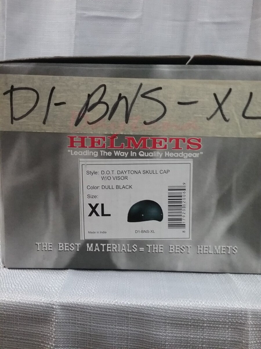 NEW DAYTONA HELMETS D1-BNS-XL 1/2 SHELL HELMET BLACK NO VISOR D.O.T. APPROVED