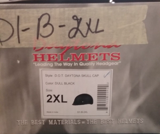 NEW DAYTONA HELMETS D1-B-2XL 1/2 SHELL HELMET DULL BLACK NO VISOR D.O.T APPROVED