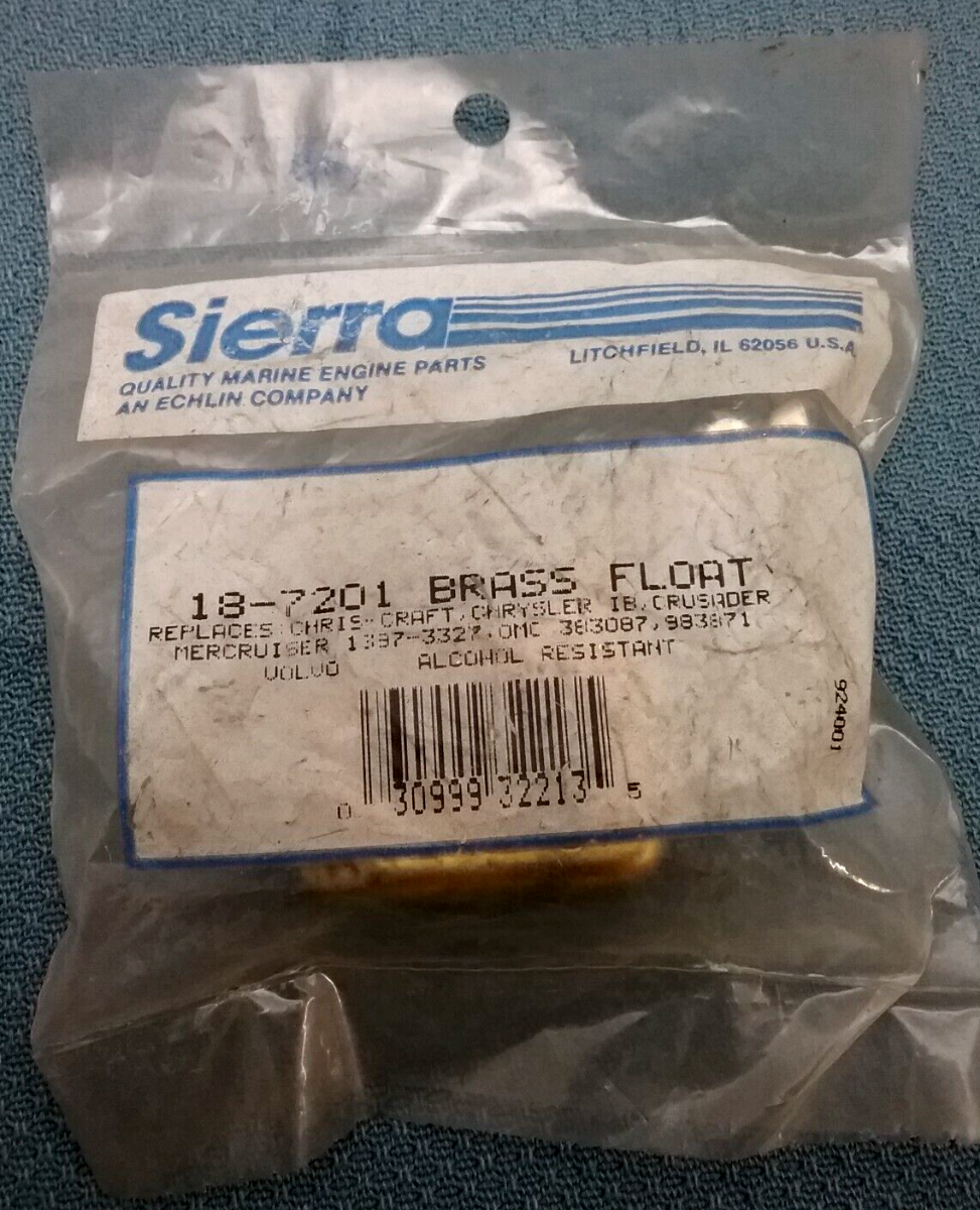 New Sierra 18-7201 Brass Float Mercruiser 5.0 5.7 7.9L