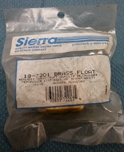 New Sierra 18-7201 Brass Float Mercruiser 5.0 5.7 7.9L