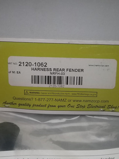 NEW NAMZ NRFH-03 REAR FENDER WIRING HARNESS FOR ROAD GLIDE STREET GLIDE '10-13
