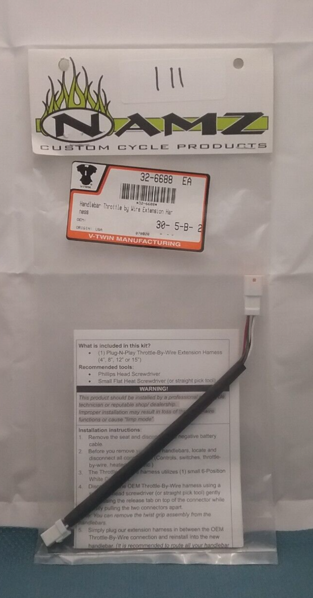 NEW NAMZ NTBW-J08 WIRING HARNESS, THROTTLE BY WIRE, 8 INCH 5 WIRE