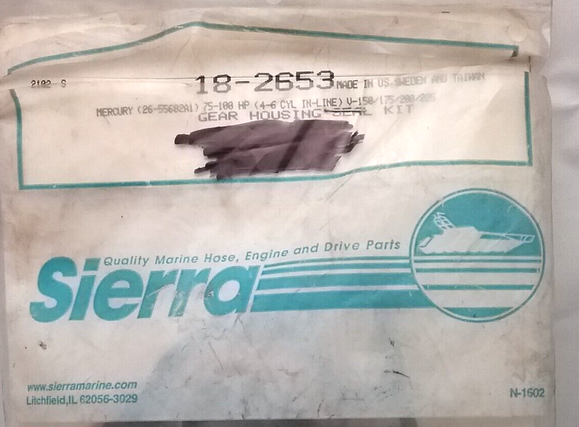 NEW SIERRA 18-2653 GEAR HOUSING SEAL KIT Mercury Mariner 75-175HP 1976-1988
