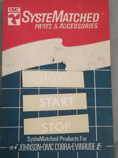 NEW JOHNSON EVINRUDE 124192, 123032, 124193 DECALS ELECTRIC CHOKE MODELS 82-87