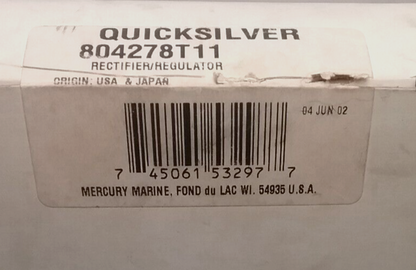 NEW QUICKSILVER 804278T11 RECTIFIER/REGULATATOR MERCURY MARINER OUTBOARD 75 90HP