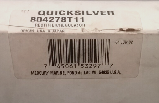 NEW QUICKSILVER 804278T11 RECTIFIER/REGULATATOR MERCURY MARINER OUTBOARD 75 90HP
