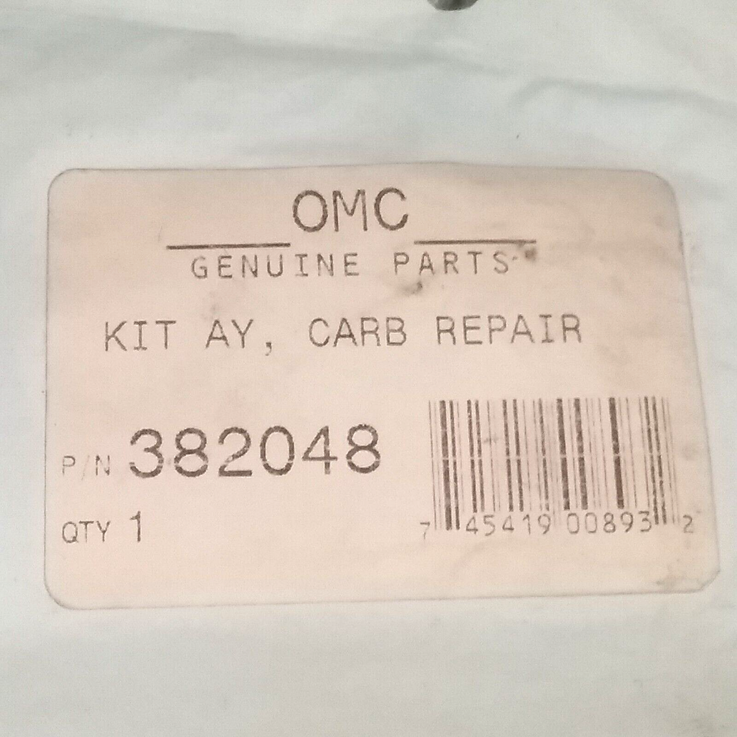 NEW Evinrude Johnson OMC 382048 CARB REP KIT Evinrude Johnson OUTBOARD IN BOARD