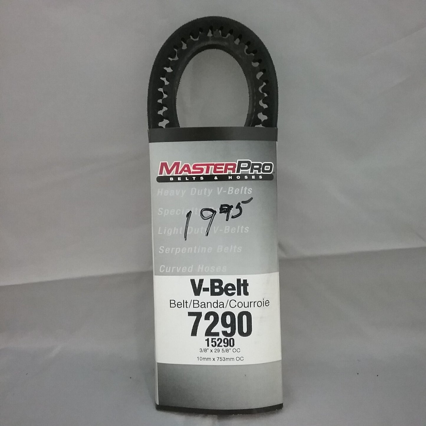 NEW MASTERPRO 7290 V-BELT 3/8"X29 5/8" OC 10MM X 753MM OC