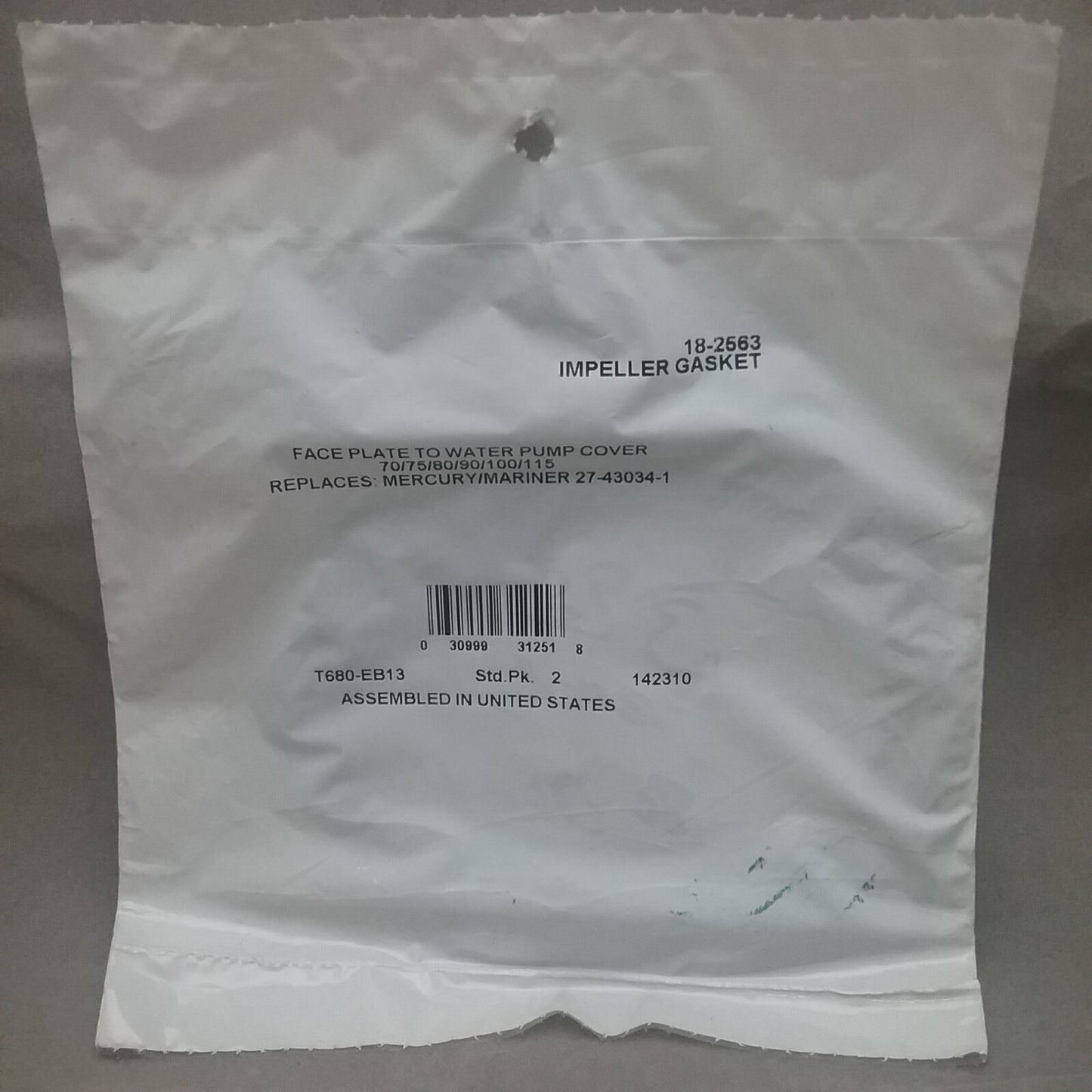 NEW SIERRA  18-2563 GASKET MERCURY 75 80 90 100 115 125HP IMPELLER ASSEMBLY