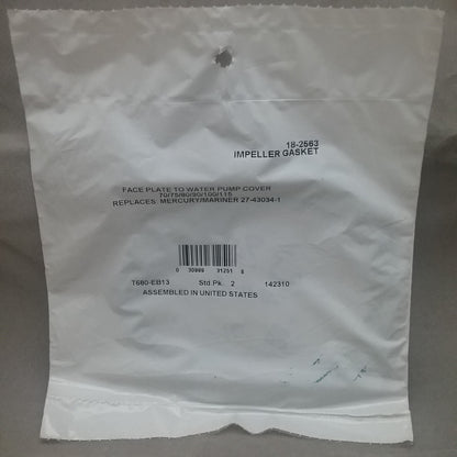 NEW SIERRA  18-2563 GASKET MERCURY 75 80 90 100 115 125HP IMPELLER ASSEMBLY