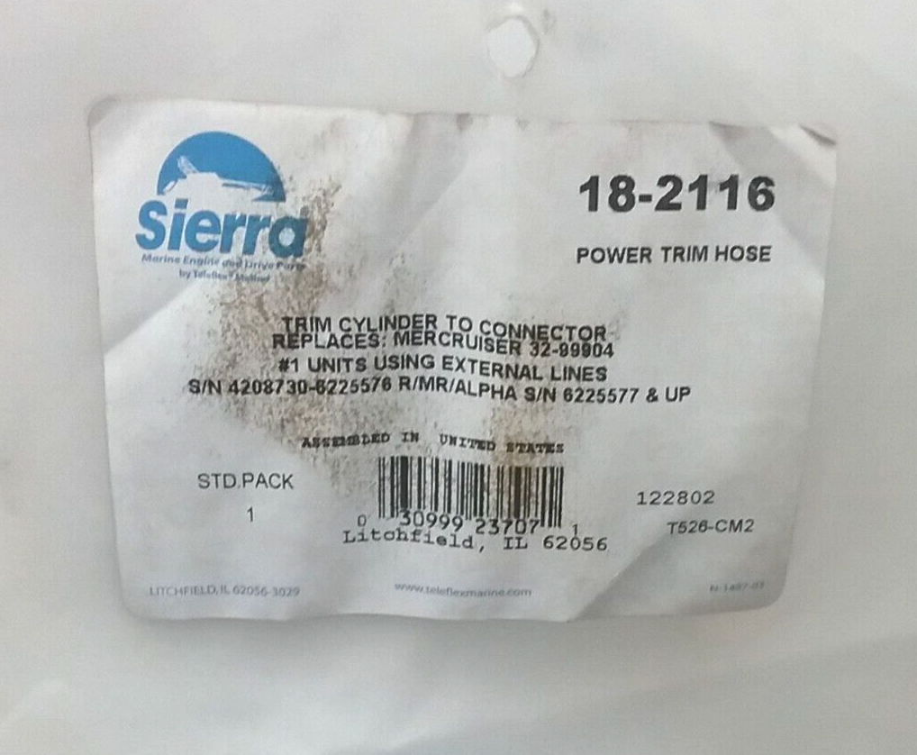 NEW SIERRA 18-2116 POWER TRIM HOSE Mercruiser Sterndrive Outdrives ALPHA ONE