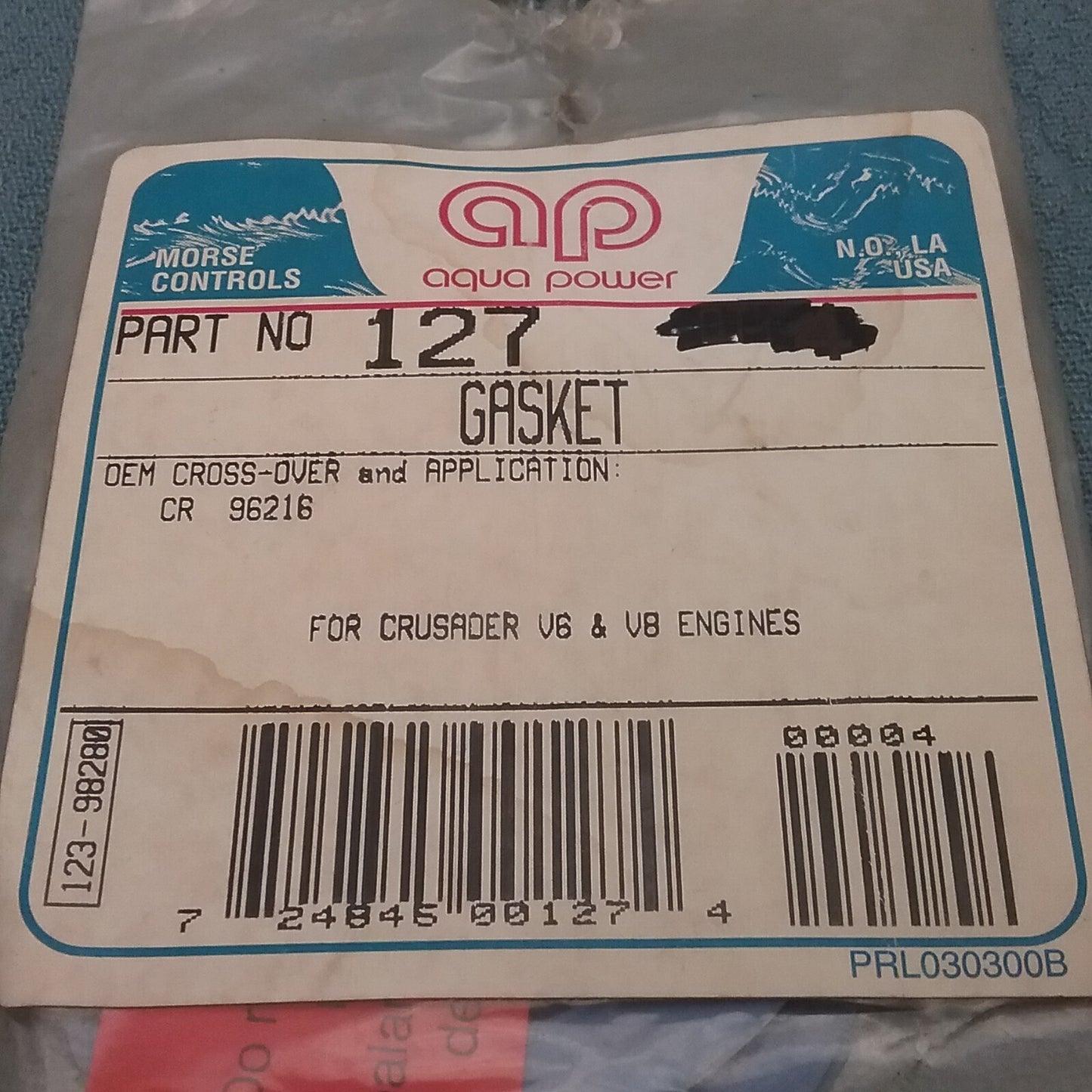 NEW AQUA POWER 127 GASKET,WATER INLET EXH MANIF SIERRA 18-0306-1 Crusader  96216