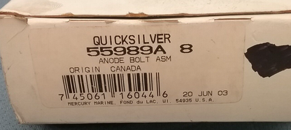 NEW QUICKSILVER 55989A8 ANODE BOLT KIT Mercruiser 8M003065 Sterndrive Outdrives